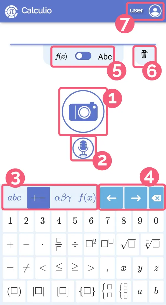 Hlavní obrazovka aplikace Calculio