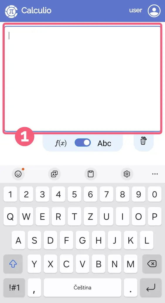 Textový vstup v aplikaci Calculio